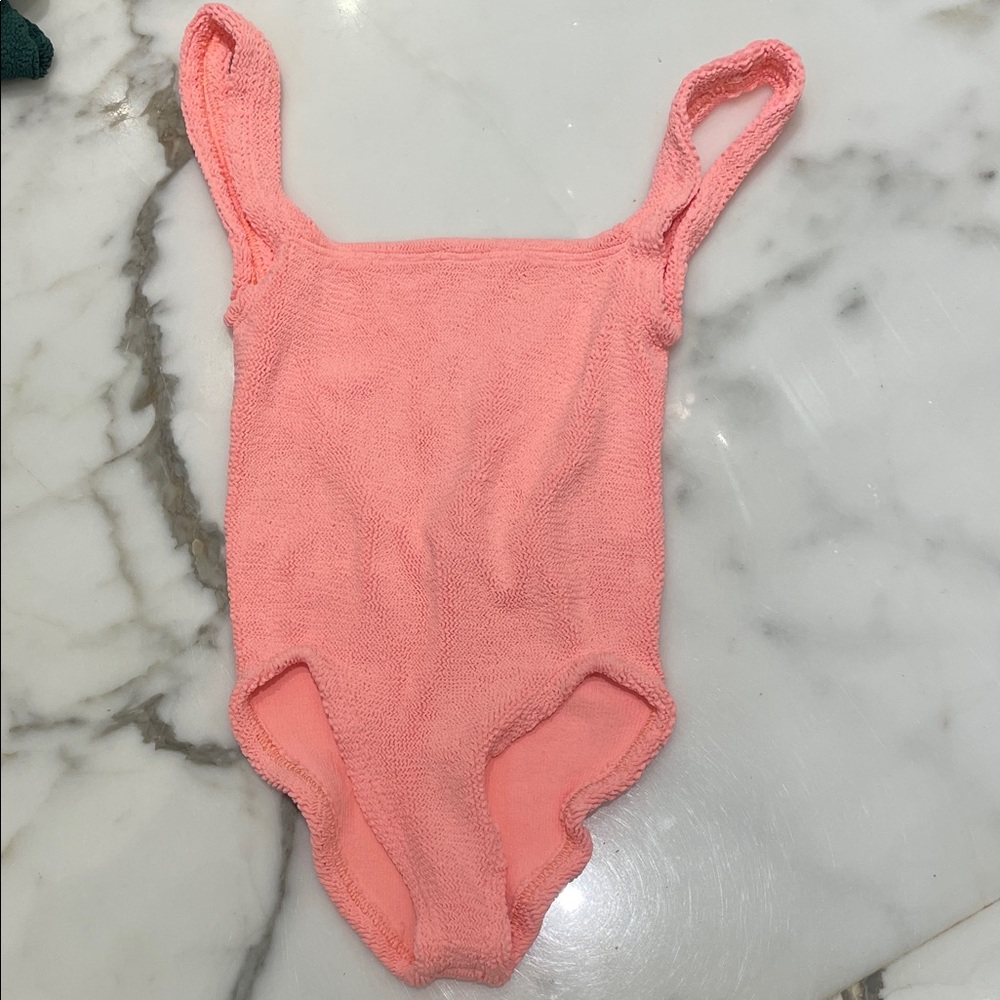 Hunza G Terry Cloth One-Piece Swimsuit in Coral Pink